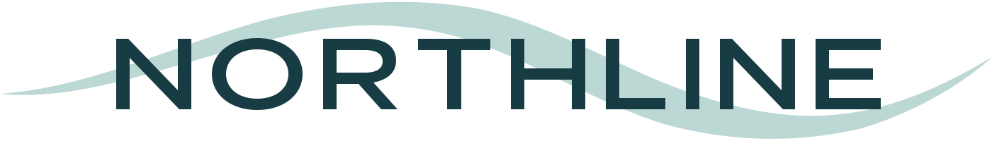 Exact approved Northline Water lettering and wave from its original transparent PNG